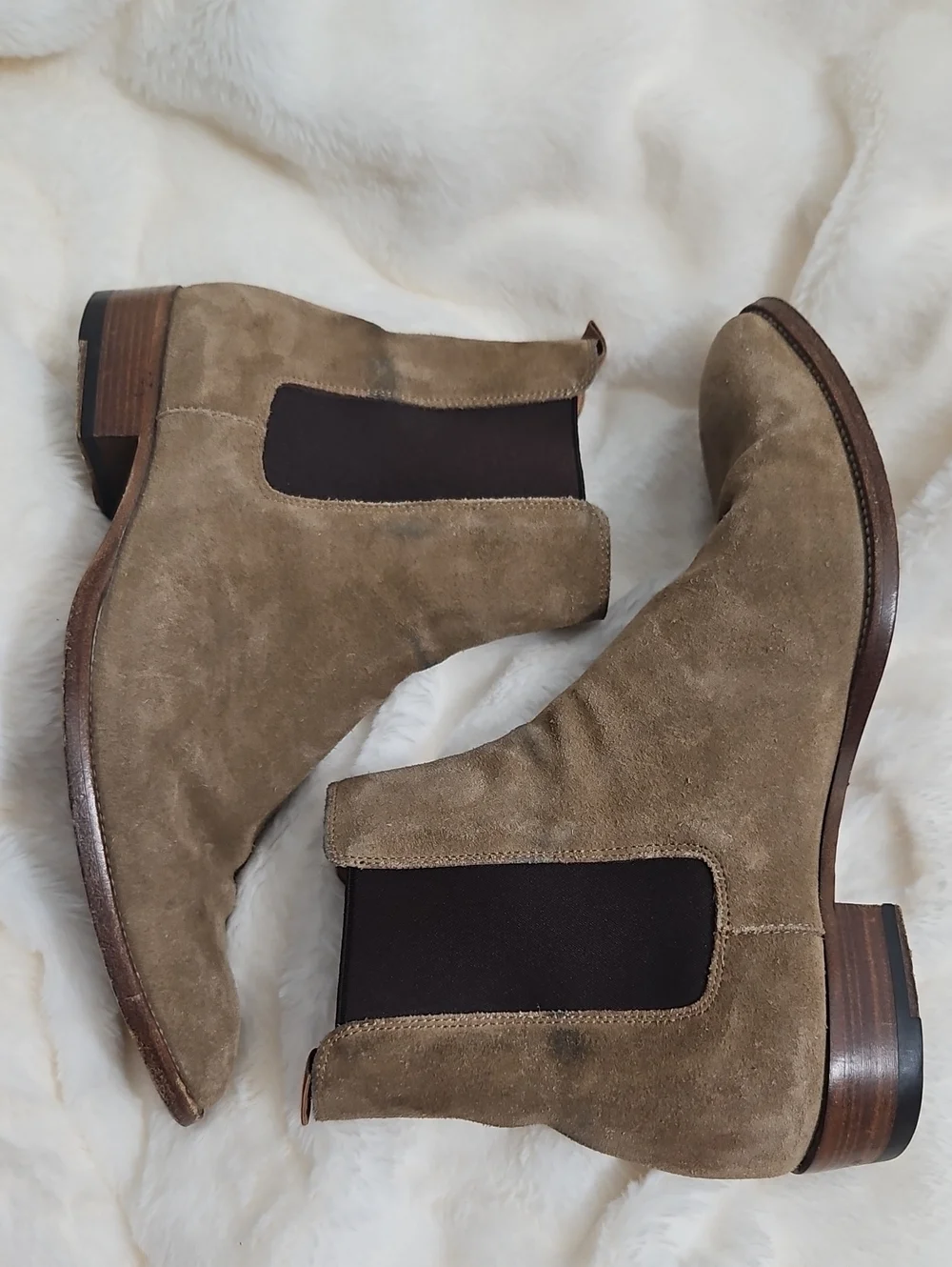 Saint Laurent Paris Wyatt Suede Chelsea Boots Men's 40.5 Tobacco Brown 443208